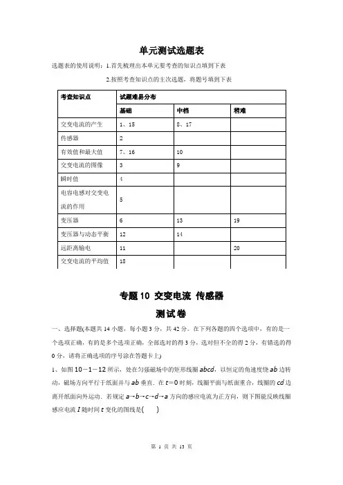 2013届高考物理专题10 交变电流 传感器