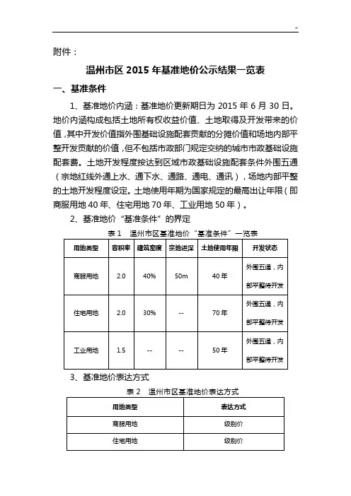 一,基准地价内涵