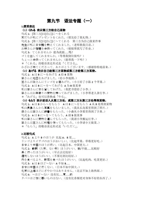 【日语专题复习】第九节 语法专题(一)