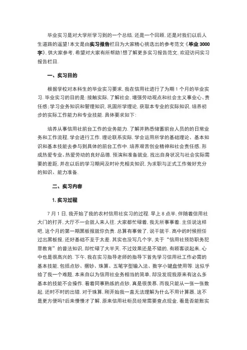 实习报告范文3000字