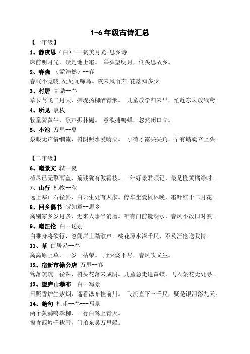 小学1_6年级古诗(全)