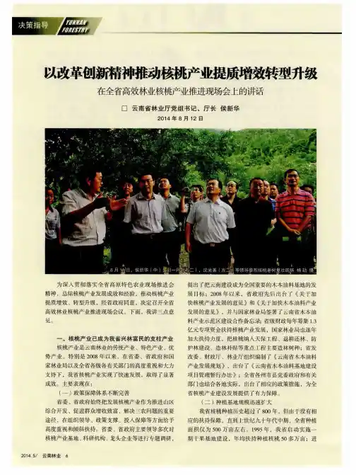 以改革创新精神推动核桃产业提质增效转型升级 在全省高效林业核