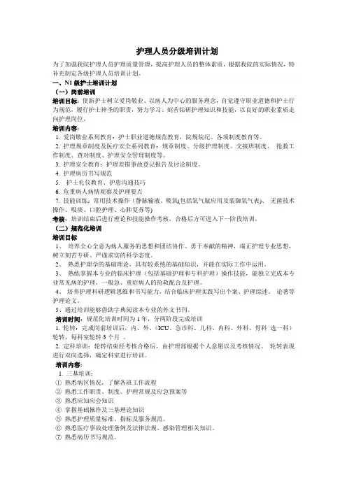 护士分层培训计划