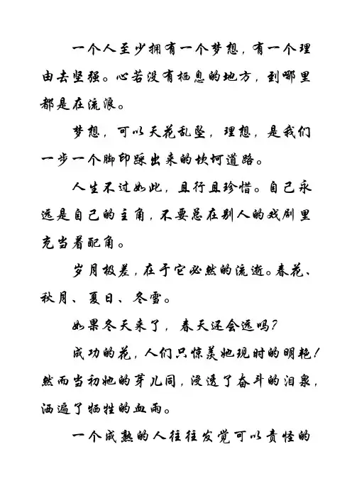 一个人至少拥有一个梦想