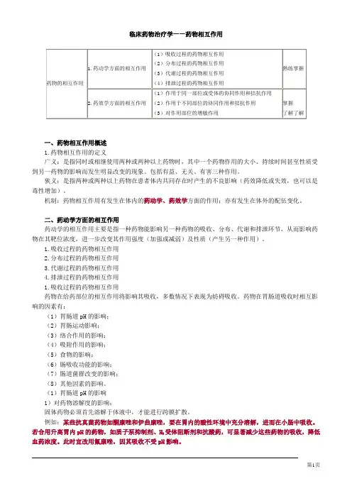 临床药物治疗学——药物相互作用