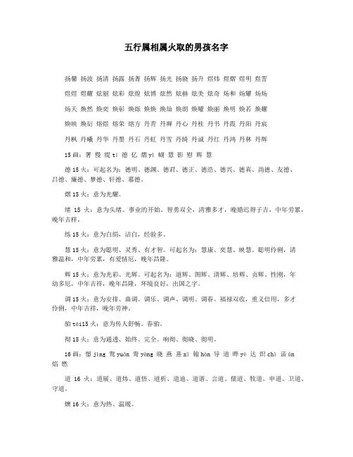 五行属相属火取的男孩名字
