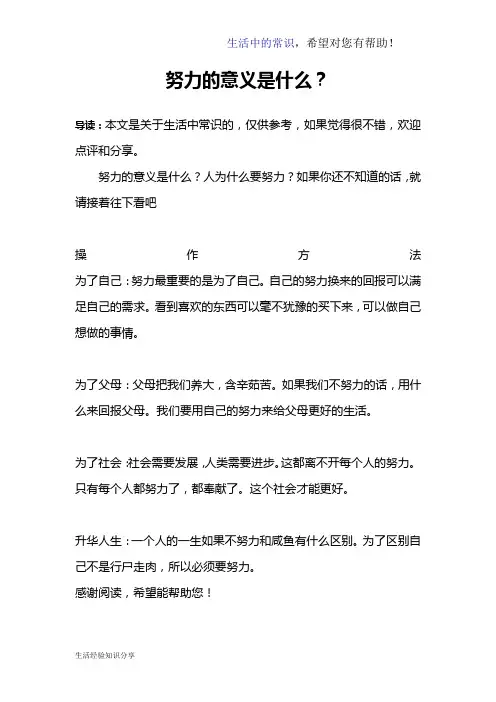 努力的意义是什么？