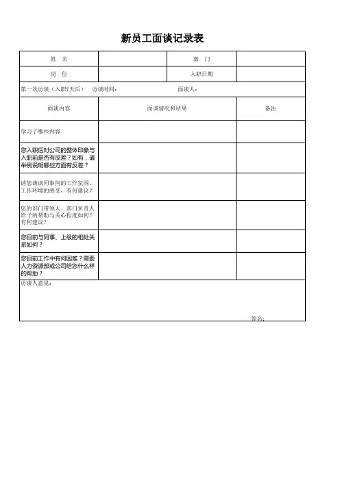 新员工面谈记录表 2