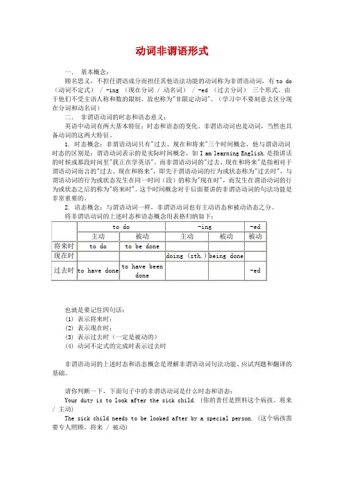 非谓语动词非谓语形式(详细)