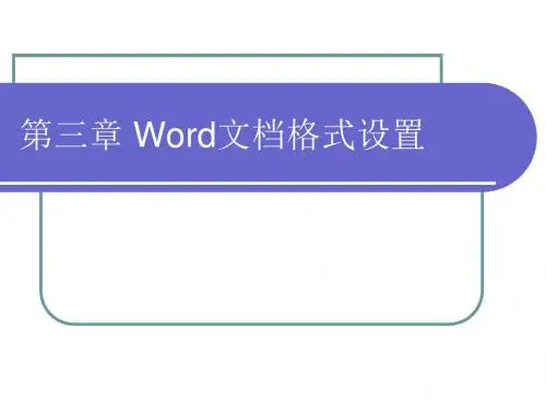 Word文档格式设置