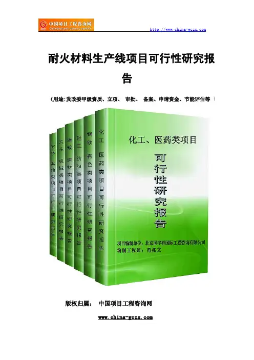 耐火材料生产线项目可行性研究报告(专业经典案例)