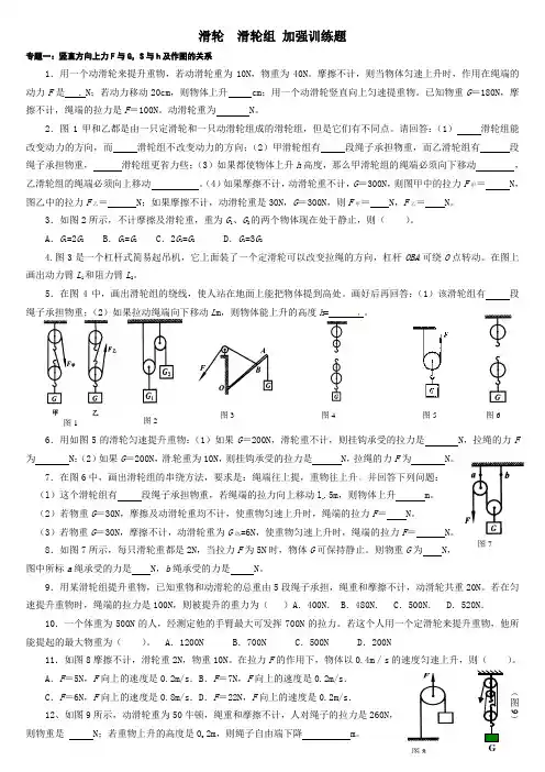 滑轮和滑轮组专题