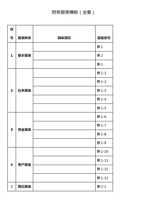 财务报表模板 全套