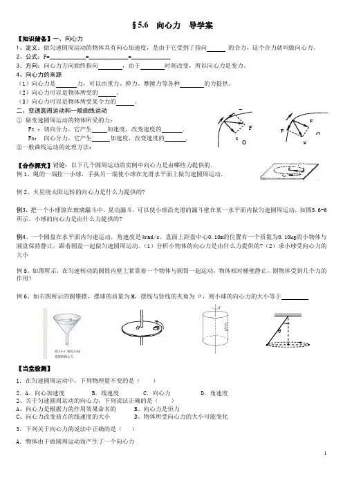 §5.6  向心力  导学案