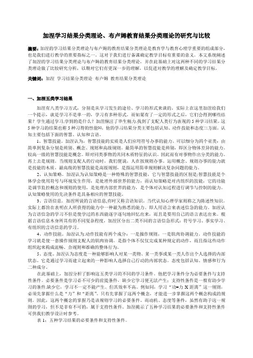 加涅学习结果分类理论