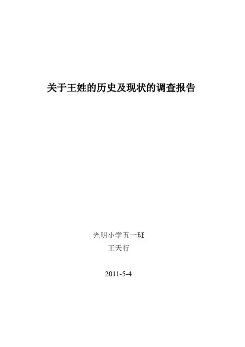 关于王姓的历史及现状的调查报告
