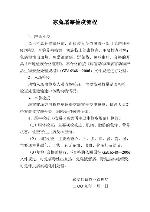 家兔屠宰检疫规程