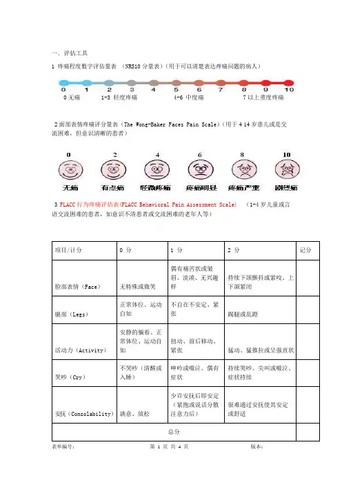 疼痛评估量表 2