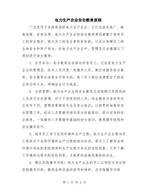 电力生产企业安全教育原则