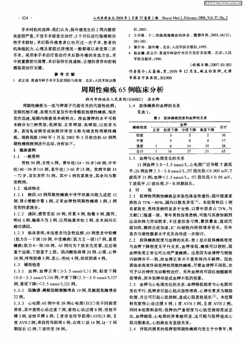 周期性瘫痪65例临床分析