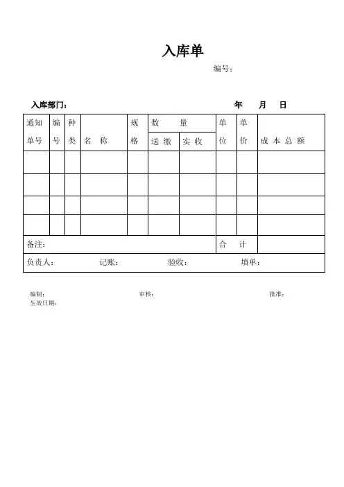 入库、出库单