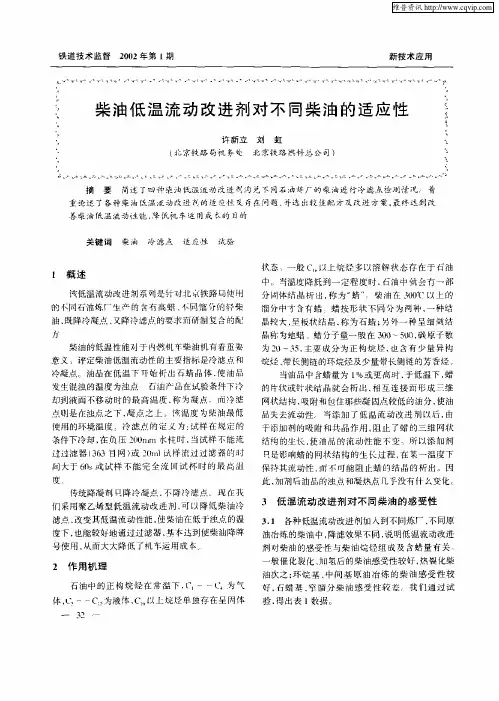 柴油低温流动改进剂对不同柴油的适应性