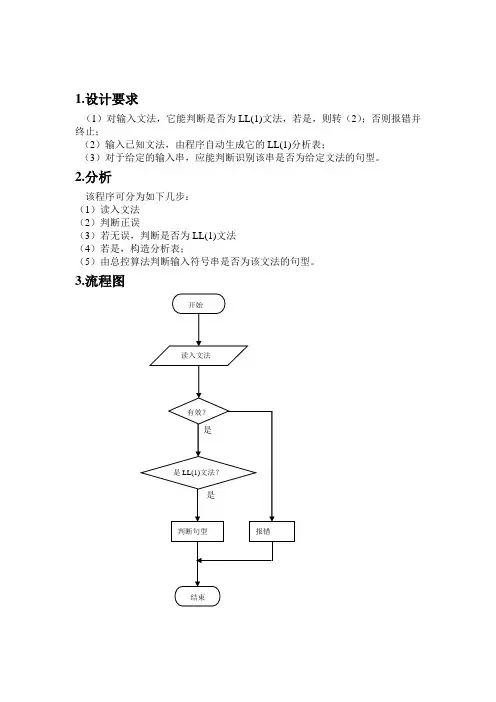 LL(1)语法分析程序实验报告
