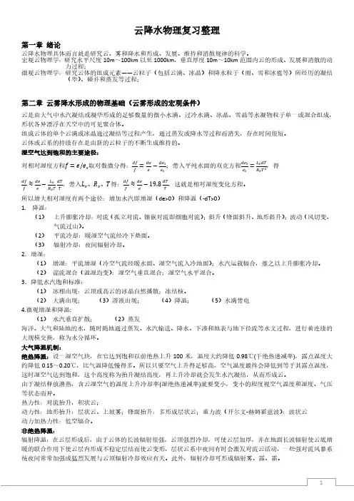 云降水物理期末复习