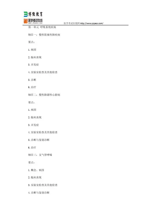2015中医助理医师考试大纲-内科学