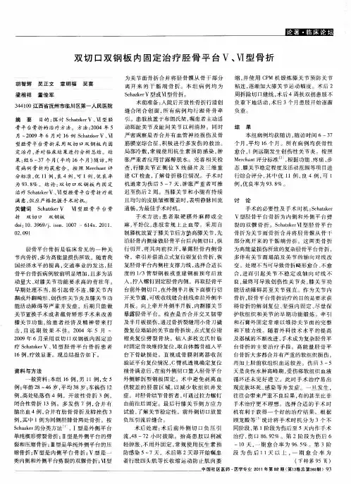 双切口双钢板内固定治疗胫骨平台Ⅴ、Ⅵ型骨折