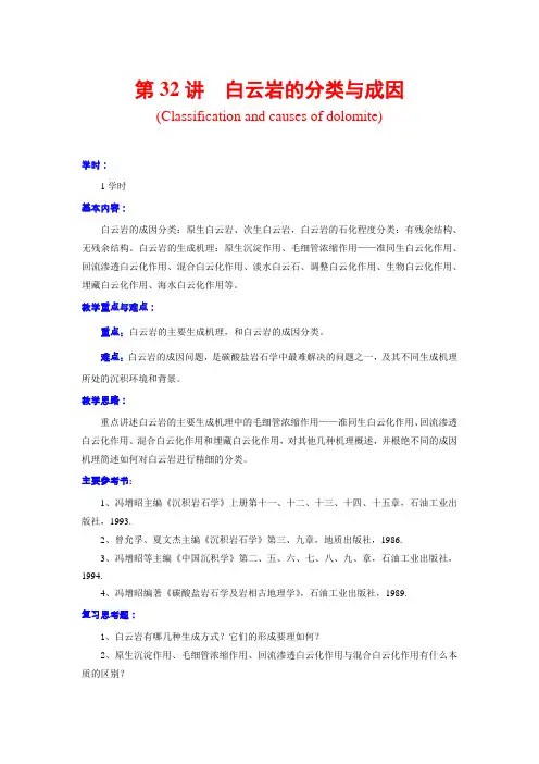 白云岩的分类与成因