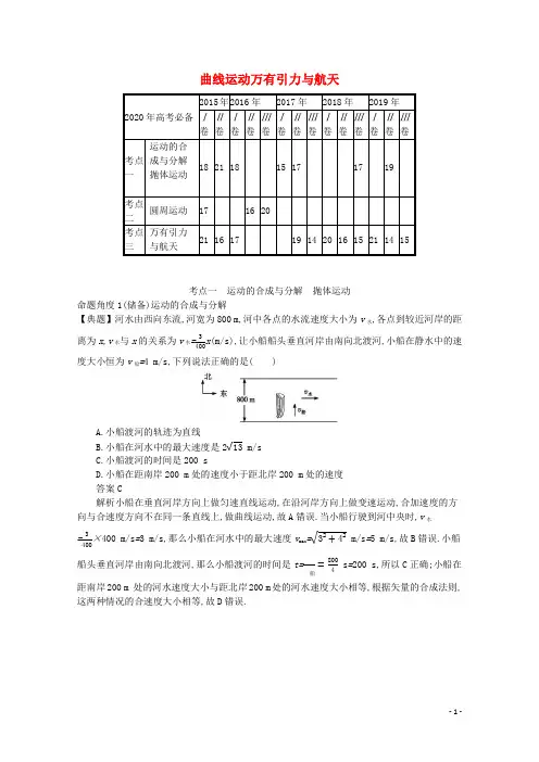 高考物理复习曲线运动万有引力与航天对对练含解析