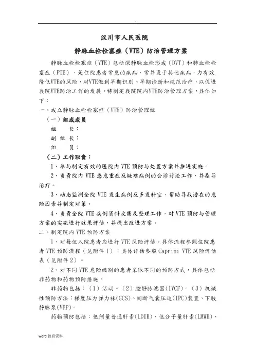 关于院内深静脉血栓方案
