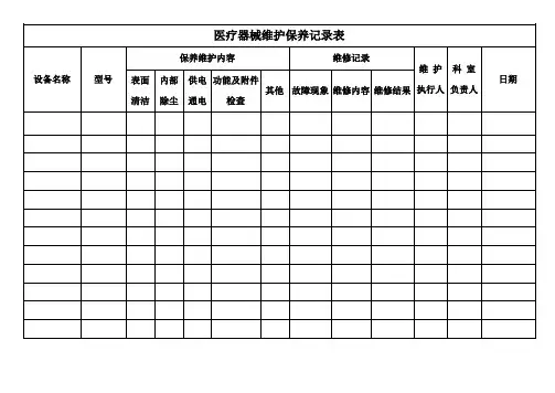 经典医疗器械维护保养记录表.docx