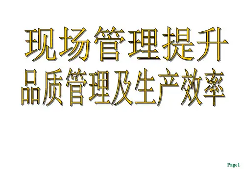 现场管理提高-品质管理及生产效率