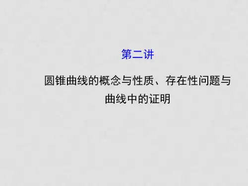 高考数学二轮复习 专题辅导与训练 6.2 圆锥曲线的概念与性质、存在性问题与曲线中的证明教学课件