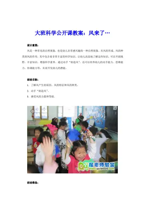 大班科学公开课教案：风来了…