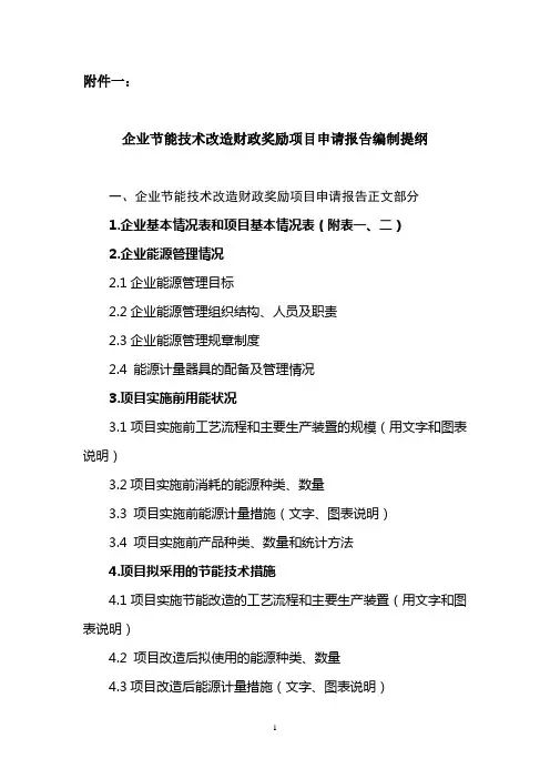 项目申报编制提纲