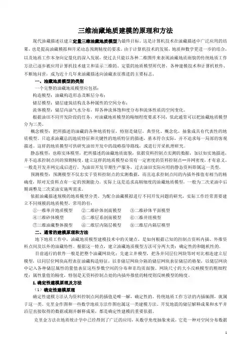 油藏三维地质建模原理和方法
