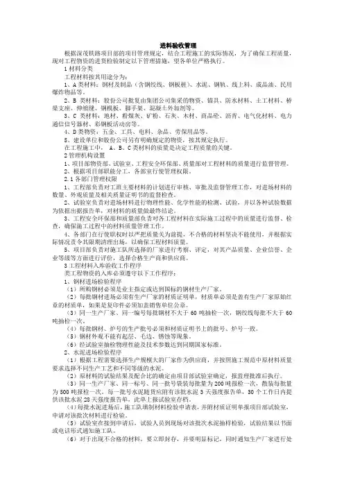 进料验收管理