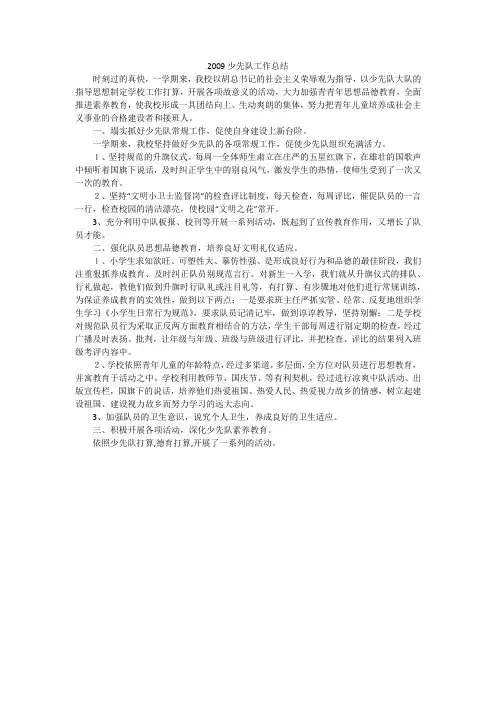 2009少先队工作总结