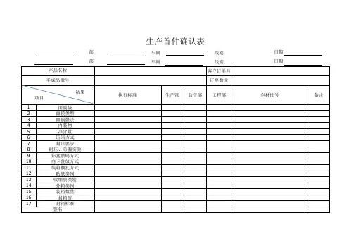 面膜车间首件确认记录表