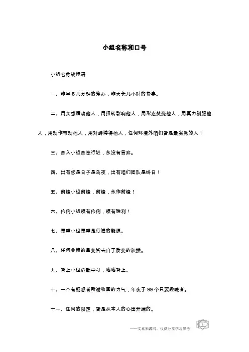 小组名称和口号