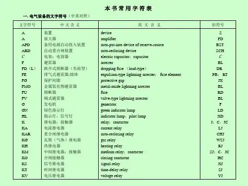 电气设备的文字符号
