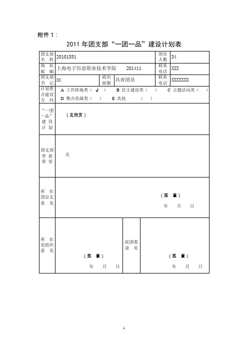 一团一品建设计划表