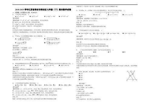 江苏省淮安市2018-2019学年七年级(下)期末数学试卷(含答案解析)