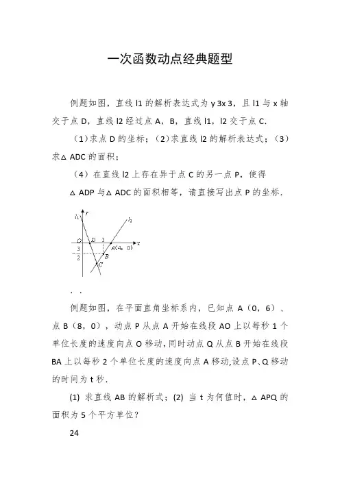 一次函数动点经典题型