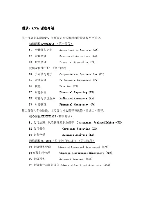 附录ACCA课程介绍