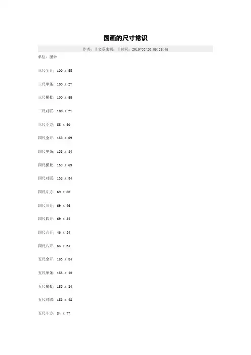 国画的尺寸常识讲解