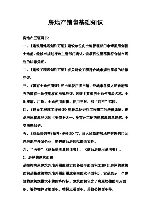 房地产销售基础知识